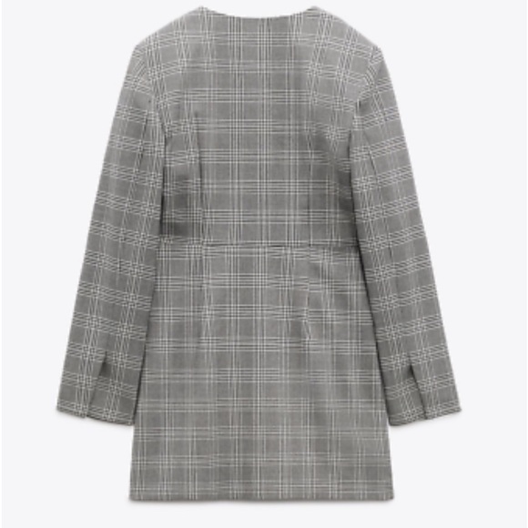 NWT ZARA Blogger Favorite Gray Black Plaid Blazer Mini Dress XS Preppy - Picture 11 of 13